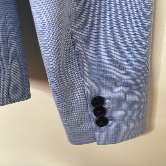 NWOT Banana Republic Classic Fit Chambray Blue Micro Plaid Blazer Sz 2 - Picture 11 of 16